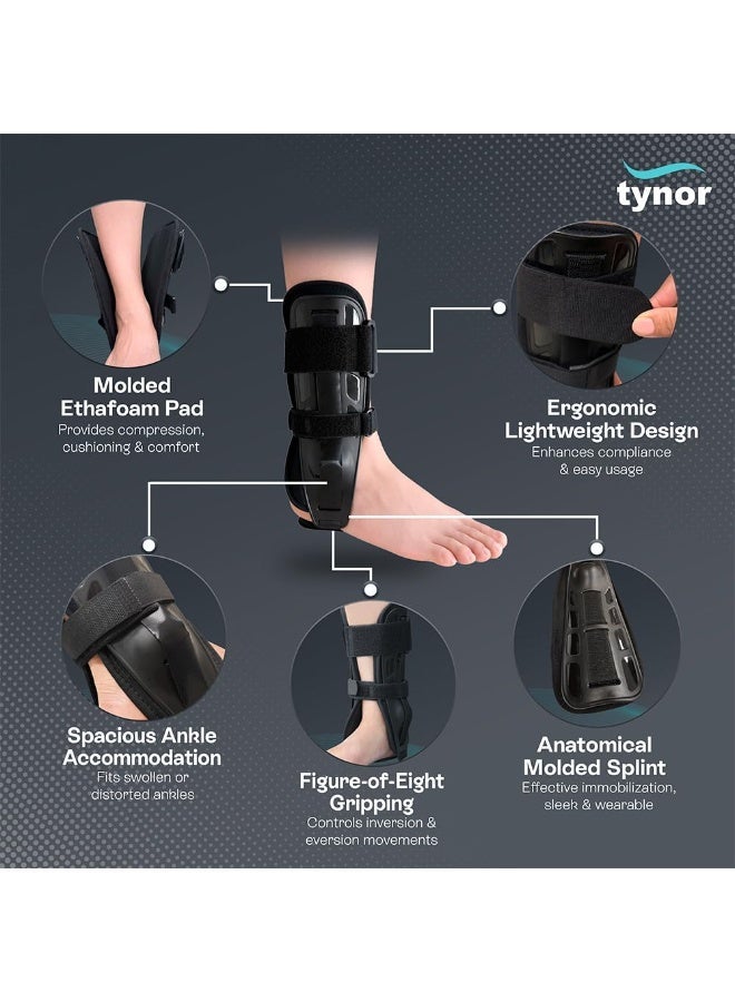 TYNOR Ankle Splint, Black, Universal Size, 1 Unit - Image 2