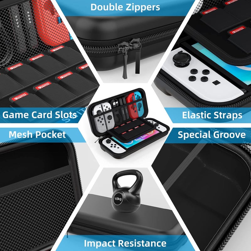 HEYSTOP Case for Nintendo Switch OLED Model, Protection for Switch OLED Switch Case OLED Kit Accessories Cover for Nintendo Switch OLED with Tempered Glass Screen and Thumb Covers Grips - Image 3