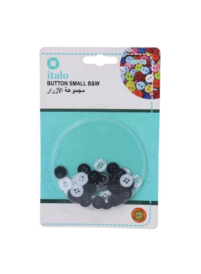 إيتالو 40 قطعة من الأزرار الصغيرة باللونين الأسود والأبيض، 1 سم - Image 1