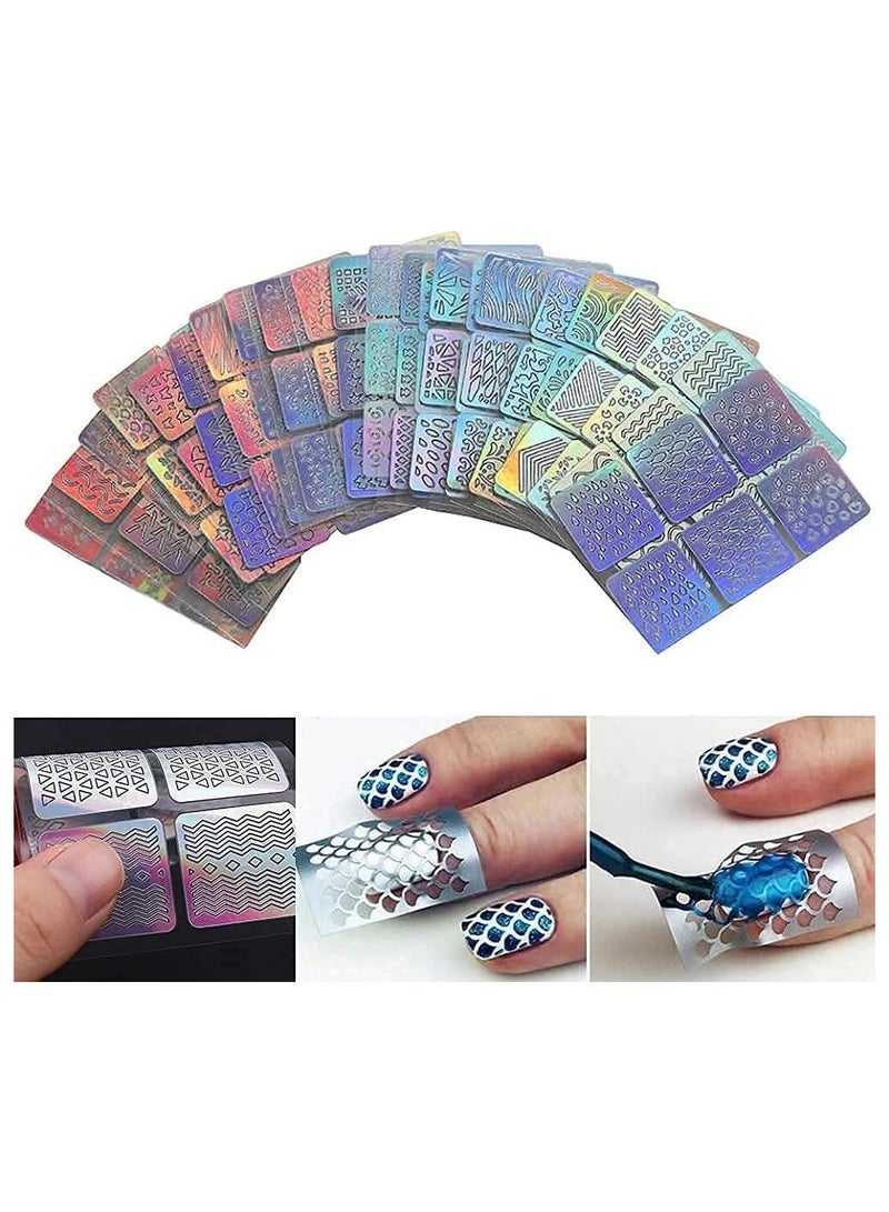 Goolsky 24 Sheets Laser Nail Art Hollow Stickers Nail Vinyls 3D Image Transfer Guide Stencil Set Irregular Pattern Mixed Decals - Image 2