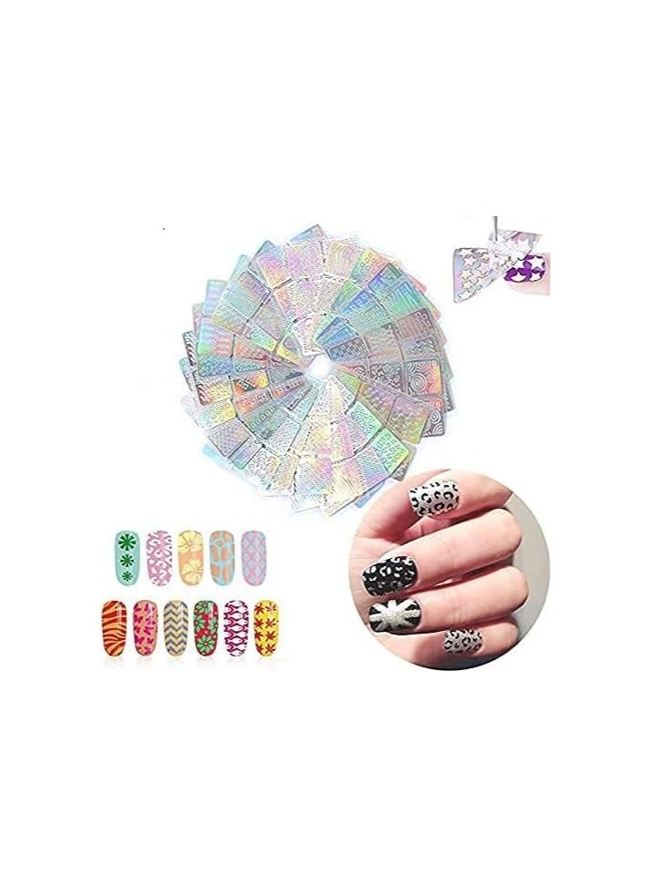 Goolsky 24 Sheets Laser Nail Art Hollow Stickers Nail Vinyls 3D Image Transfer Guide Stencil Set Irregular Pattern Mixed Decals - Image 4