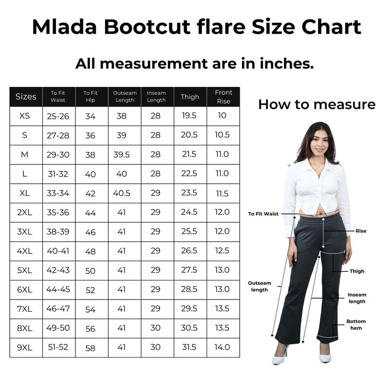 Mlada Store Mlada Bootcut Flare Pants for Women Stretch Cotton Knit Boot Cut Mid Waist Flared Trouser Elastic Waist Band Utility Pockets for Formal Office Work Wear,Travel-Regular/Plus Size-Navy, 3XL - Image 4