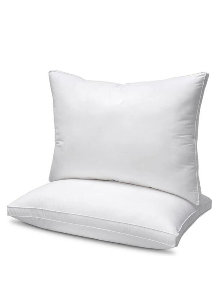 DEEP SLEEP Every Night Deep Sleep 100% Cotton Hotel Pillow Standard Pillow Size Set Of 2, Bed Pillows For Sleeping, Cooling Down Alternative Pillow Soft And Supportive Pillows For Back And Side Sleepers (Queen 50X80 Cm) 