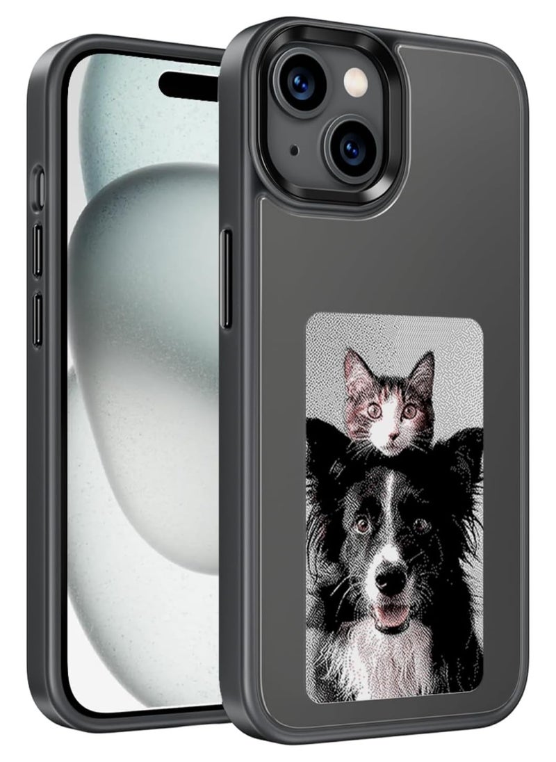 lekikpo - E-Ink Screen Phone Case, DIY Wireless NFC Photo Display Smart Phone Case, Custom Phone Protective Case, Anti-Drop Water-Resistant Ink Phone Case Compatible with iPhone 13, Black - Image 1