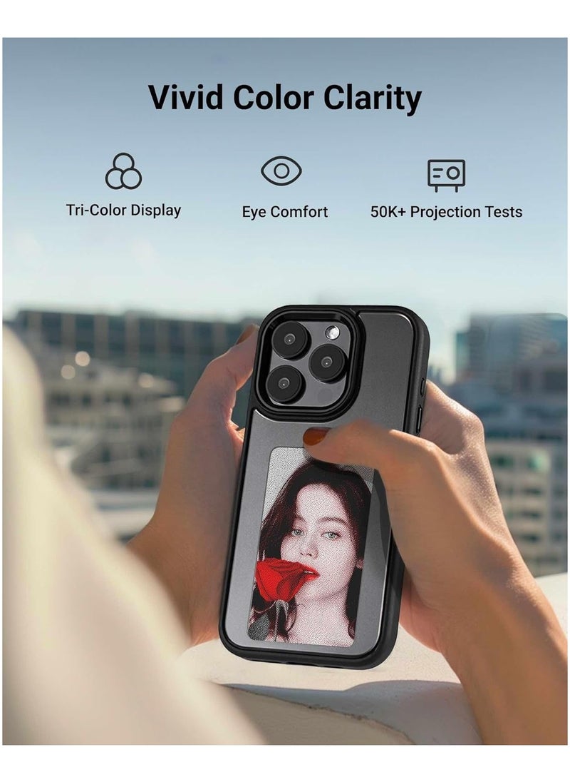 lekikpo - E-Ink Screen Phone Case, DIY Wireless NFC Photo Display Smart Phone Case, Custom Phone Protective Case, Anti-Drop Water-Resistant Ink Phone Case Compatible with iPhone 13, Black - Image 1