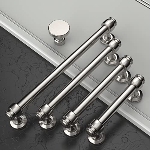 Amerdeco 10 Pack Brushed Satin Nickel Cabinet Pulls 7 Inch Hole Centers, 8 Inch Length Handles for Kitchen Cabinet Hardware,Solid Cabinet Handles for Bathroom Drawer Handles IH0005… - Image 3