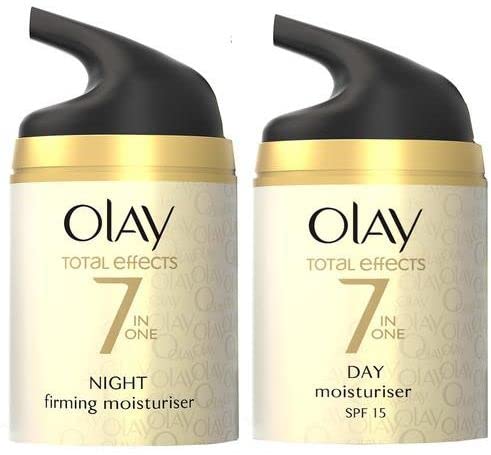 Olay باقة كريم النهار والليل من أولاي توتال إيفيكتس 50 جرام كريم نهاري 50 جرام كريم ليلي يحارب 7 علامات للشيخوخة مع النياسيناميد ومستخلصات الشاي الأخضر للبشرة العادية والدهنية والجافة والمختلطة عبوة من 2 - Image 2