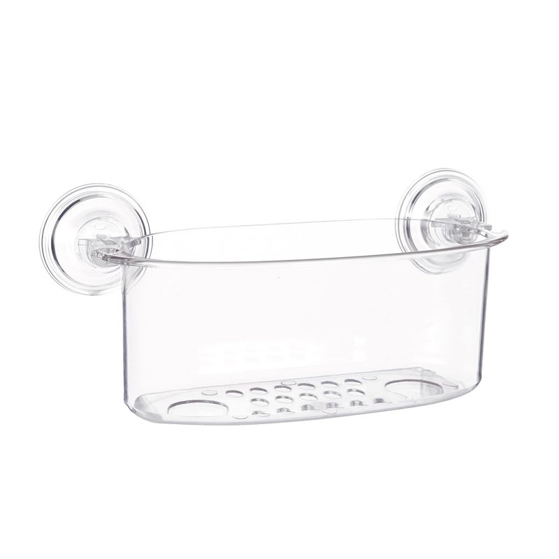 InterDesign Power Lock Suction Bathroom Storage Holder - Wall Mount Shower Caddy Basket Large for Razor, Brush, Shampoo, Conditioner, Soap - Clear - Image 2