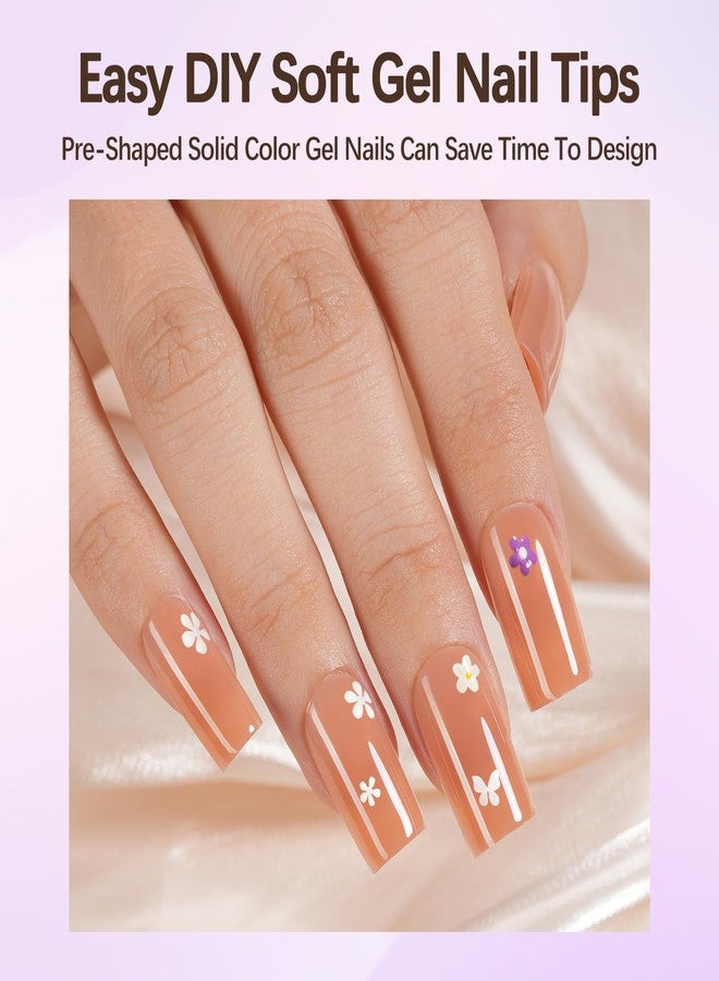 Plauva Short Square Press On Nails, 5 Colors Pre-Lasting Soft Gel Nails Tips, 150Pcs Natural Fake Nails for Nail Art DIY 15 Sizes - Image 3