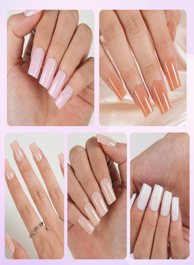 Plauva Short Square Press On Nails, 5 Colors Pre-Lasting Soft Gel Nails Tips, 150Pcs Natural Fake Nails for Nail Art DIY 15 Sizes - Image 4