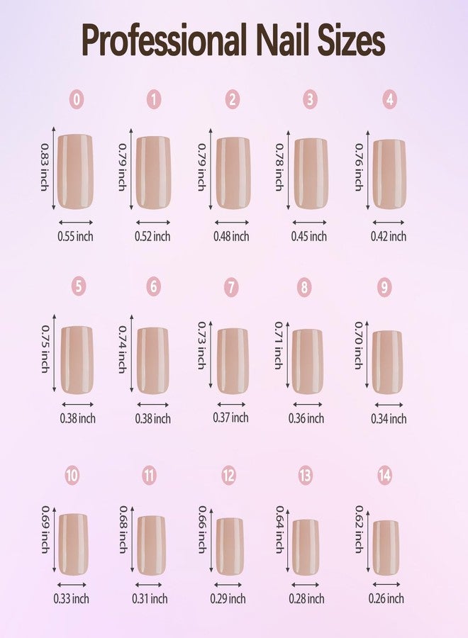 Plauva Short Square Press On Nails, 5 Colors Pre-Lasting Soft Gel Nails Tips, 150Pcs Natural Fake Nails for Nail Art DIY 15 Sizes - Image 5