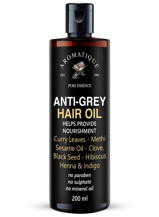 Aromatique Anti Grey Hair Oil for Premature Grey Hair | Ayurvedic Herbal Oil for White & Grey Hair | Natural Oil with Amla, Indigo & Coconut | Nourishing Hair Oil for Men & Women | 200ml - Image 1