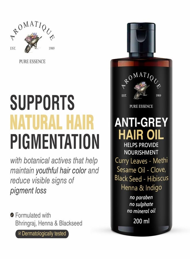 Aromatique Anti Grey Hair Oil for Premature Grey Hair | Ayurvedic Herbal Oil for White & Grey Hair | Natural Oil with Amla, Indigo & Coconut | Nourishing Hair Oil for Men & Women | 200ml - Image 2