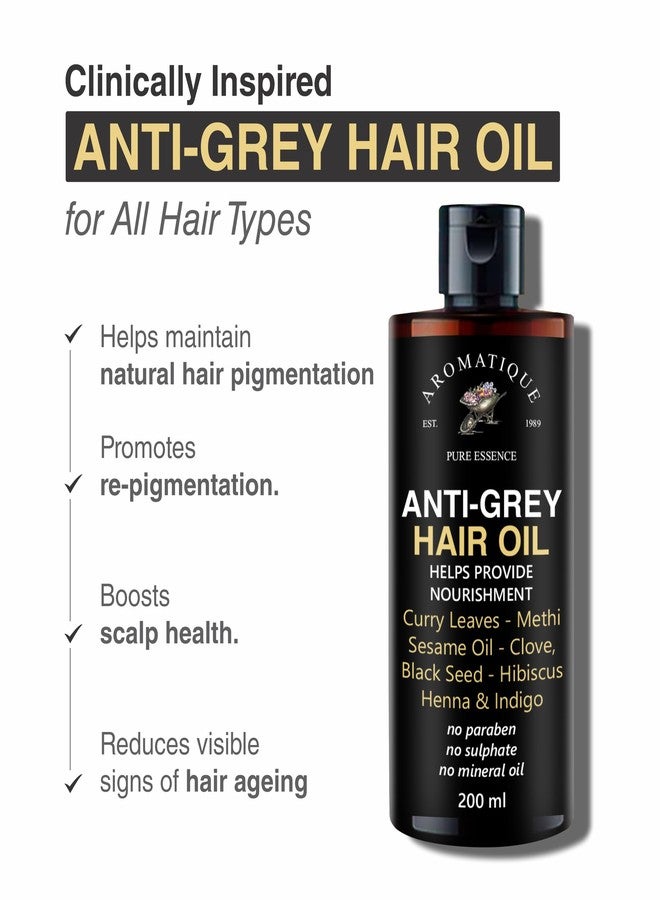 Aromatique Anti Grey Hair Oil for Premature Grey Hair | Ayurvedic Herbal Oil for White & Grey Hair | Natural Oil with Amla, Indigo & Coconut | Nourishing Hair Oil for Men & Women | 200ml - Image 3
