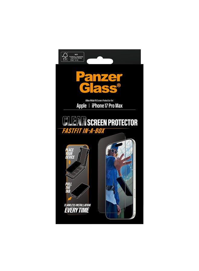 PanzerGlass iPhone 17 Pro Max Screen Protector 6.9" ULTRAWIDE, Full Screen Edge to Edge Tempered Glass, Drop/Scratch Protection, Anti-Fingerprint, FastFit IN-A-BOX Easy Install, Clear - Image 3