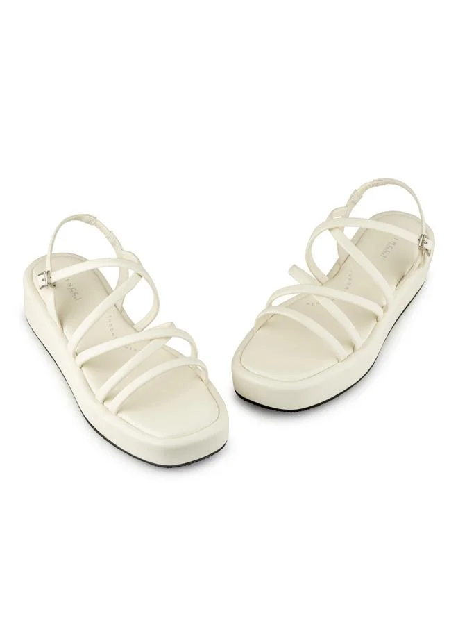 Vincci White Women Multi Strap Wedge Sandals for Women | Best Price UAE