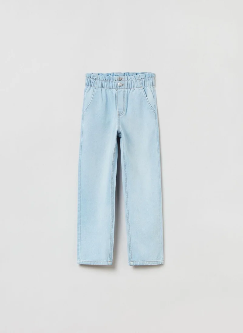 او في اس Ovs Paper Bag Jeans With Fading