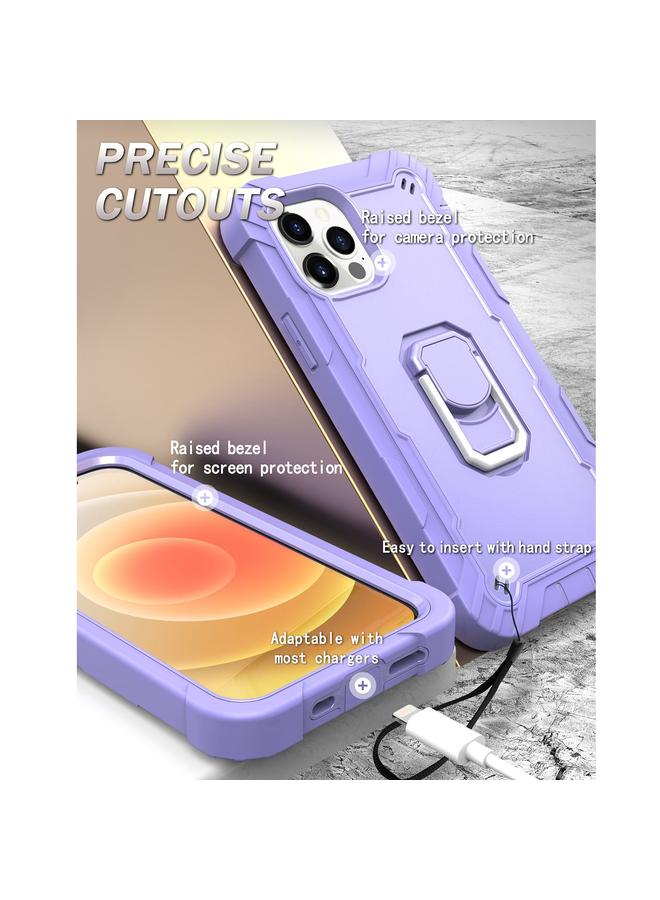 اس-توب جراب لهاتف iPhone 12 Pro Max PC + جراب مطاطي مقاوم للصدمات بثلاث طبقات مع حامل دوار - Image 5