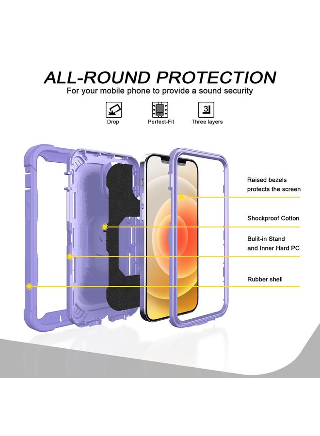 اس-توب جراب لهاتف iPhone 12 Pro Max PC + جراب مطاطي مقاوم للصدمات بثلاث طبقات مع حامل دوار - Image 2