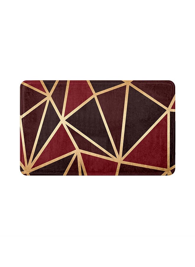 RIZARIES SuperSoft Burgundy Metallic Geo Door Mat, Non-slip Washable, 50 x 80cm  - Image 1