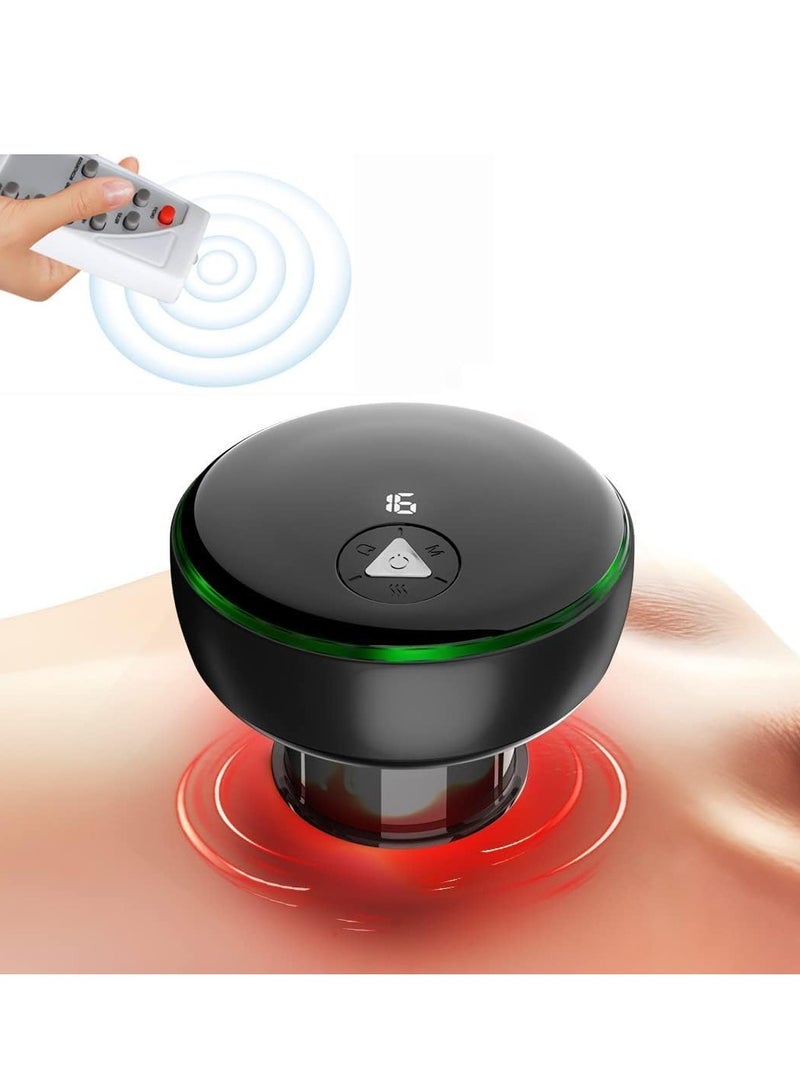 Generic Electric Smart Cupping Therapy Set Remote Control Cupping Set with Red Light Therapy for Pain Relief Recovery Smart Cupping Therapy Massager with 3 Mode 16 Level Temperature Suction Black  - Image 1