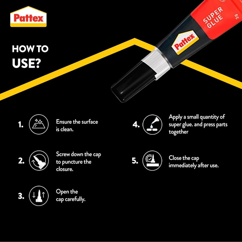 Pattex Universal, Strong All Purpose Adhesive for, Clear Glue for Various Materials, Easy to Use Instant Super Glue, 1 x 3g - Image 3