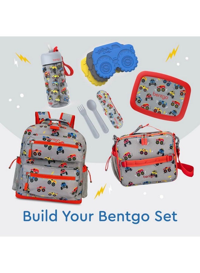 Bentgo Kids Lunch Bag - Durable, Double-Insulated Lunch Bag for Kids 3+; Holds Lunch Box, Water Bottle, & Snacks; Easy-Clean Water-Resistant Fabric & Multiple Zippered Pockets (Trucks) - Image 5