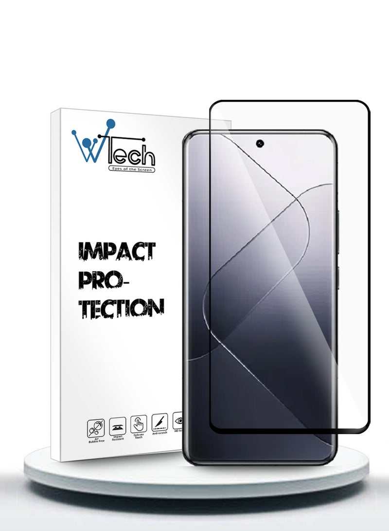 Wtech Xiaomi 14 Pro 5G 2023 Premium E2E Full Glue Full Cover Tempered Glass Screen Protector (MSGECN) - Clear/Black - Image 1