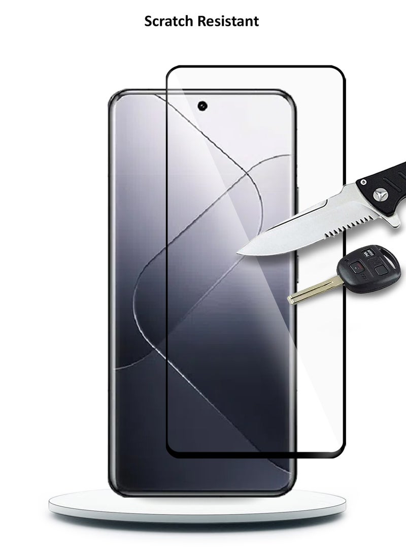 Wtech Xiaomi 14 Pro 5G 2023 Premium E2E Full Glue Full Cover Tempered Glass Screen Protector (MSGECN) - Clear/Black - Image 5