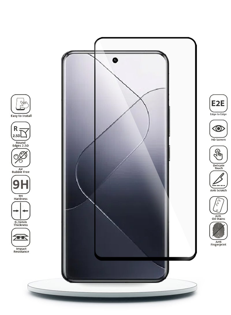 Wtech Xiaomi 14 Pro 5G 2023 Premium E2E Full Glue Full Cover Tempered Glass Screen Protector (MSGECN) - Clear/Black - Image 2