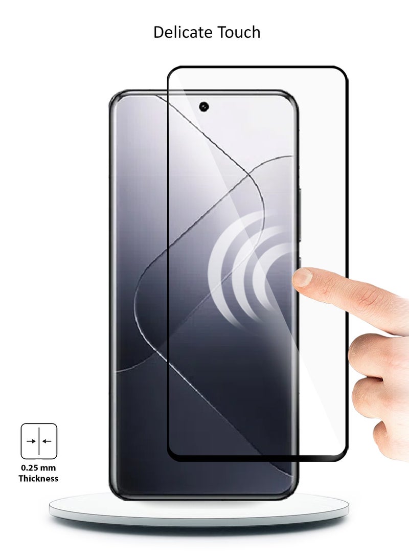 Wtech Xiaomi 14 Pro 5G 2023 Premium E2E Full Glue Full Cover Tempered Glass Screen Protector (MSGECN) - Clear/Black - Image 4