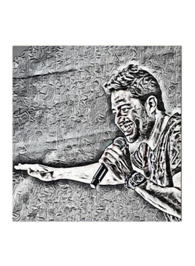 RYN Mohamed Hamaki MDF Wall Art Painting Black/White 30x30centimeter - Image 1