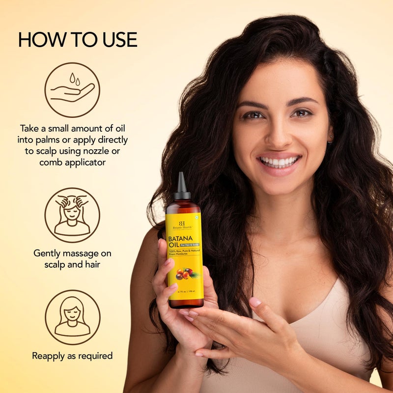 بوتانيك هيرث Batana Oil for Hair Growth u0026 Hair Treatment Oils 6.7 Fl Oz | Dr Sebi Inspired, 100% Raw u0026 Pure Batana Oil | Scalp u0026 Hair Treatment for Thickness u0026 Strength | All Hair Types - Image 3