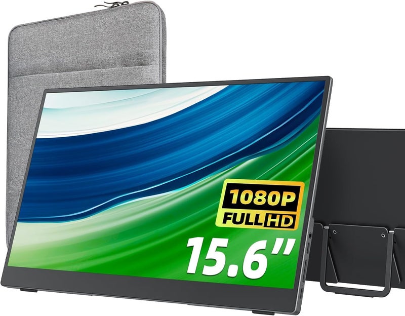 cocopar Portable Monitor 15.6 Inch 1080P FHD 60Hz 85% sRGB Travel Monitor with Speaker HDMI USB-C Second Screen for Laptop MacBook Surface PC Xbox PS4/5, VESA Mountable, with Built-in Kickstand - Image 1