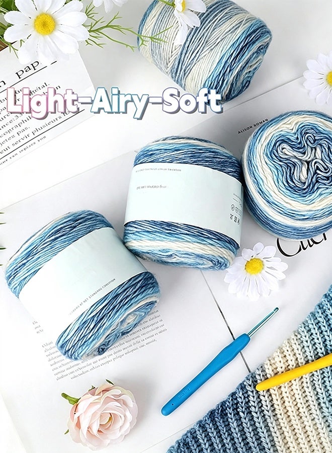 Sweet Life Yarn for Crocheting, Gradient Cake Yarn-2x100g 60% Cotton 30% Acrylic 11% Wool-Multicolor Soft Rainbow Cotton Crochet Yarn for Scarves, Shawls, Blankets and Garments - Image 3