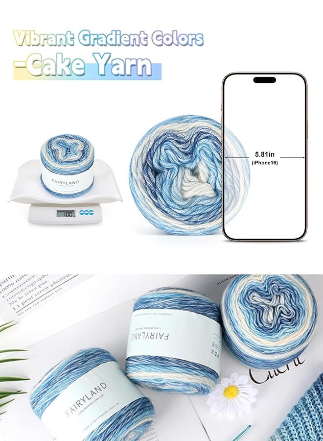 Sweet Life Yarn for Crocheting, Gradient Cake Yarn-2x100g 60% Cotton 30% Acrylic 11% Wool-Multicolor Soft Rainbow Cotton Crochet Yarn for Scarves, Shawls, Blankets and Garments - Image 4