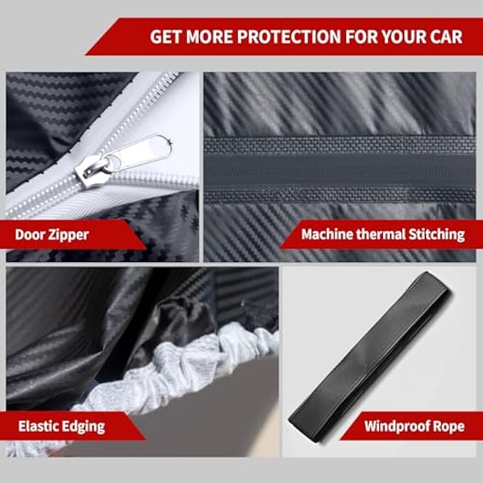 rayihni Car Covers for Automobiles, 6 Layers Car Cover Waterproof All Weather, Outdoor Car Cover Sun UV Rain Snow Wind Protection, Full Exterior Cover Fit for 193"(193 * 73 * 59 inch) Sedan - Image 2