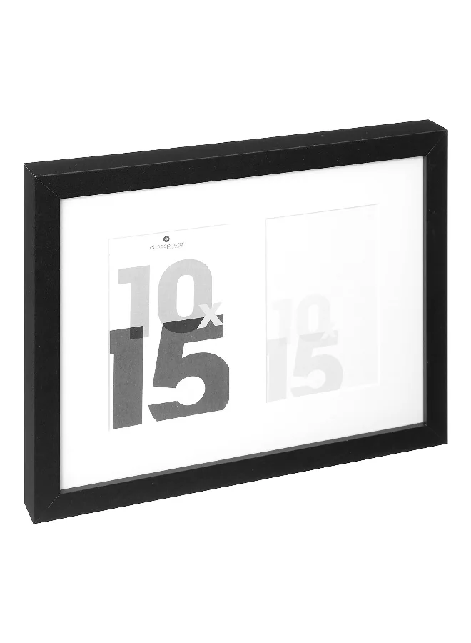 atmosphera 2-Picture Eva Wall Mounted Decorative Easy-Hanging Photo Frame Black 10 x 15 cm 193155