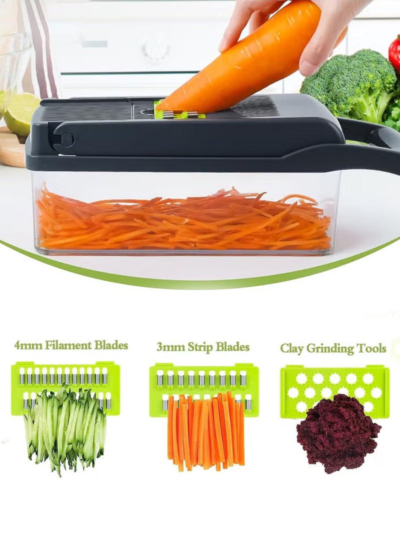 HOME 4 YOU Vegetable Chopper Pro Onion Chopper 14 in 1 Multifunctional Food Chopper Kitchen Vegetable Slicer Dicer Cutter Veggie Chopper With 8 Blades Carrot and Garlic Chopper With Container Compact Kitchen Gadgets Sets for Cooking - Image 4
