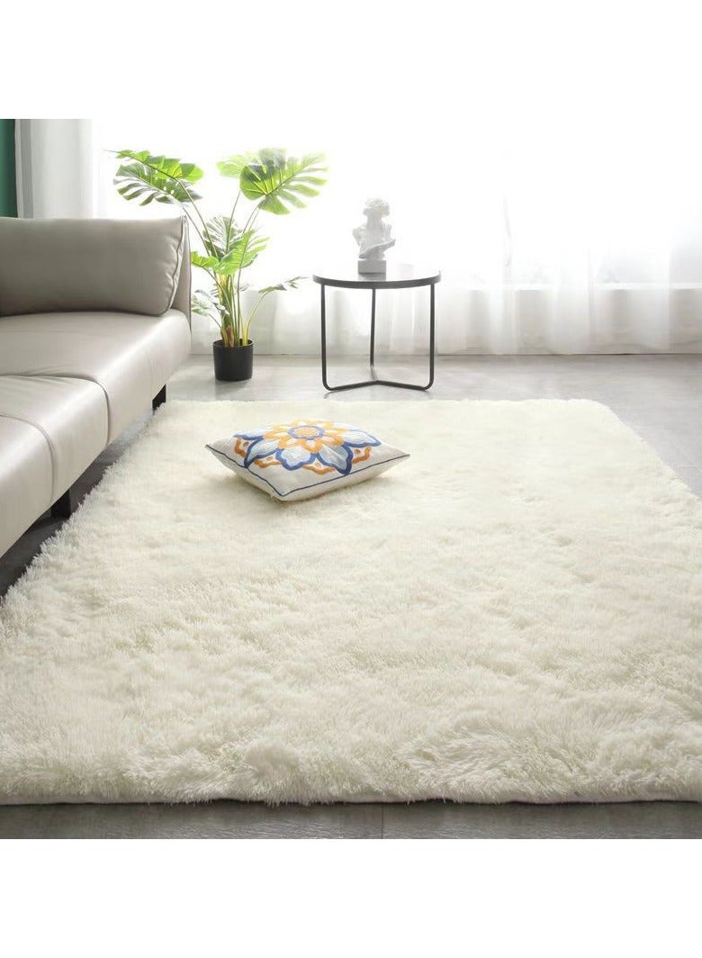 Loquat Squality Polyester Fiber Rectangular Minimalist Long Hair Carpet 
