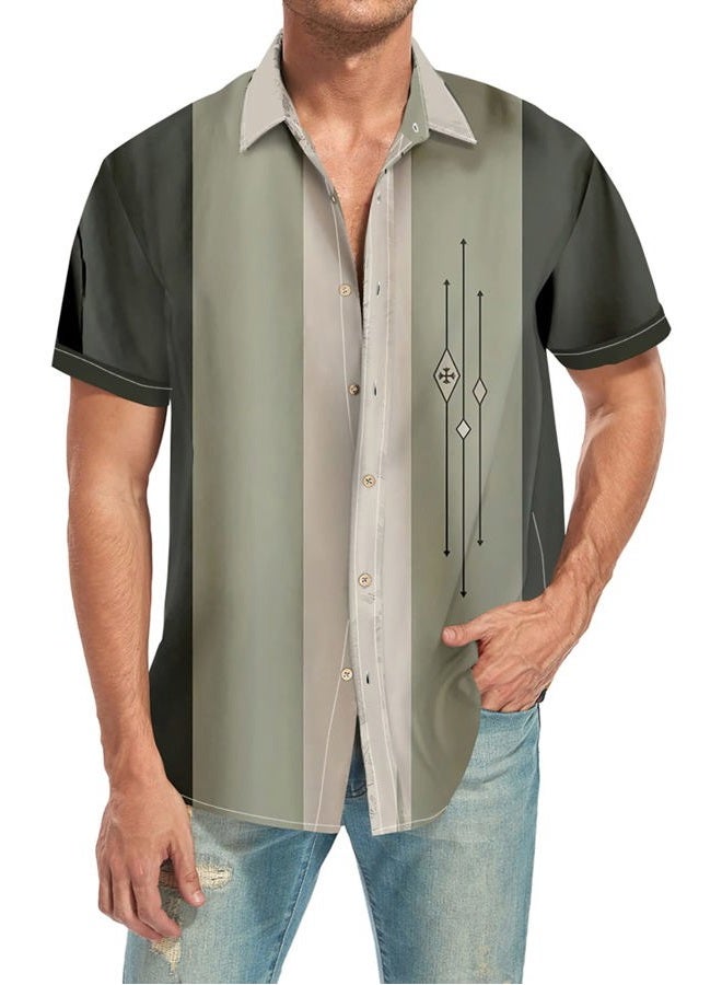 Ecosunny Men's Short Sleeve Button Down Bowling Shirts Hawaiian Casual Printed Summer Regular Fit Beach Aloha Shirt, A Bowling-green, XL - Image 2