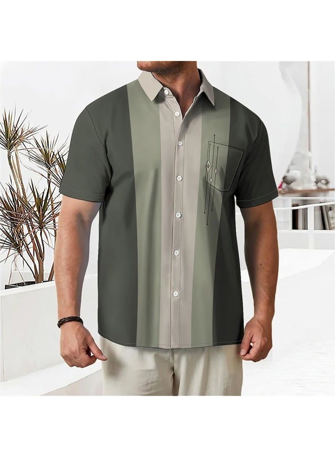 Ecosunny Men's Short Sleeve Button Down Bowling Shirts Hawaiian Casual Printed Summer Regular Fit Beach Aloha Shirt, A Bowling-green, XL - Image 5