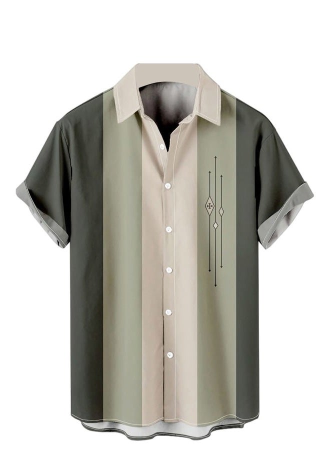 Ecosunny Men's Short Sleeve Button Down Bowling Shirts Hawaiian Casual Printed Summer Regular Fit Beach Aloha Shirt, A Bowling-green, XL - Image 1