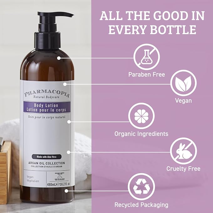 Pharmacopia (473ml (Pack of 1)) - Body Lotion - Argan Oil Hotel Collection - Moisturising Aromatherapy Body Cream with Natural & Organic Ingredients - Vegan, Cruelty Free, Aromatic Body Moisturiser... - Image 3