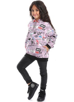 Purple Printed Long Sleeved Hoodie_purple