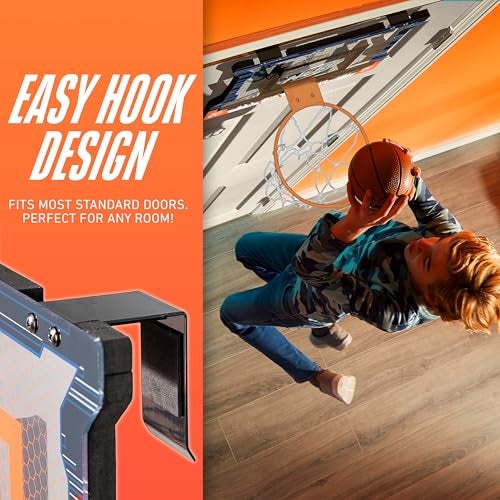 NERF Over The Door Mini Basketball Hoop Set - Pro Hoop Mini Basket Set with NERF Foam Basketball - Steel Rim Great for Dunking - Perfect Bedroom + Office Accessory - Image 3
