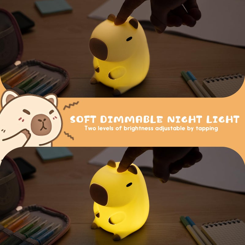 UNEEDE Capybara Night Light, Cute Animal Silicone Nursery Night Light Rechargeable Table Lamp Bedside Lamp with Touch Sensor for Bedrooms, Living Room - Image 3