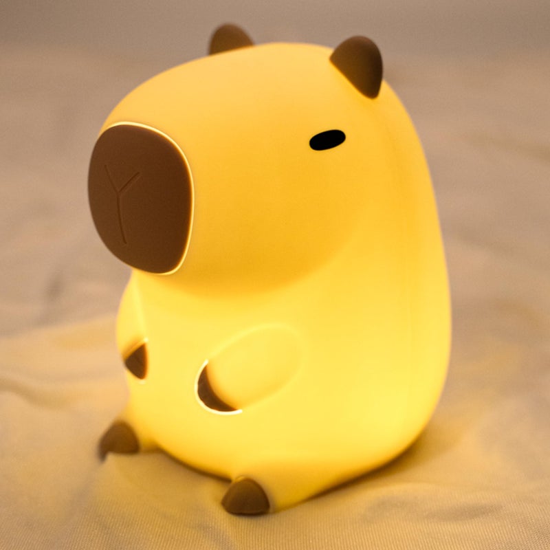 UNEEDE Capybara Night Light, Cute Animal Silicone Nursery Night Light Rechargeable Table Lamp Bedside Lamp with Touch Sensor for Bedrooms, Living Room - Image 1