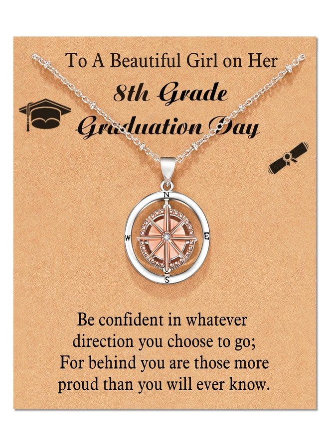 Shonyin 8th Grade Graduation Gifts for Her 2025 Compass Necklace, Graduation Necklace for Elementary Fifth Grade Grad Jewelry Gifts for Her Class of 2025 - Image 1