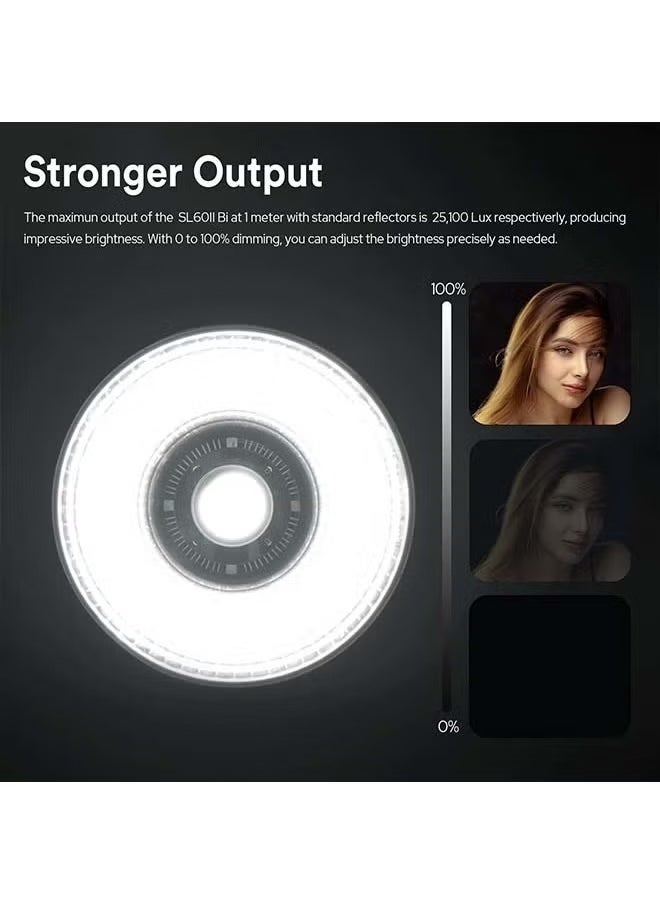 Godox SL60IIBI LED Video Light, Ultra Silent Fill Light, LED Continuous Output Lighting Photography Light, Studio Video Light With Compact Size And Flexible Angle, (SL60IIBI, Two Color Temperature)  - Image 2